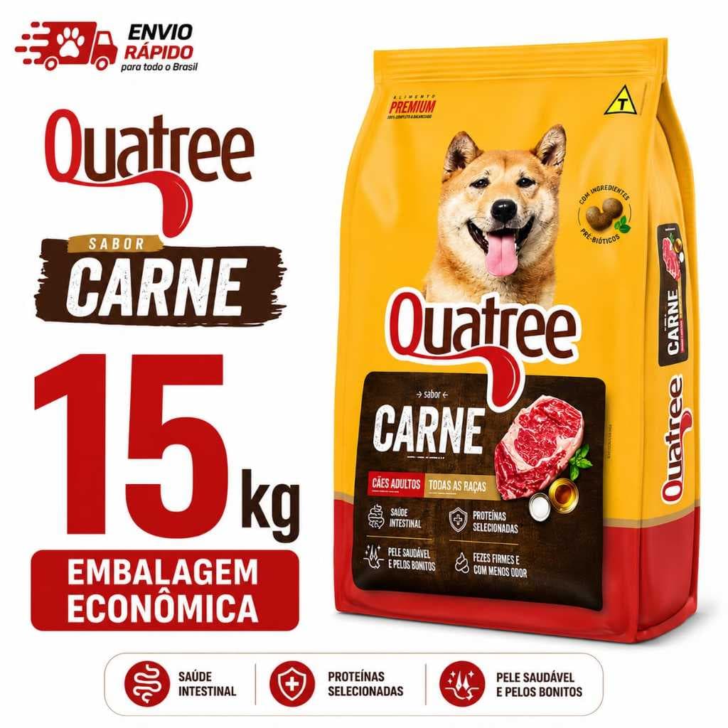 Ração Quatree Adultos Sabor Carne 15kg– Cães Adultos