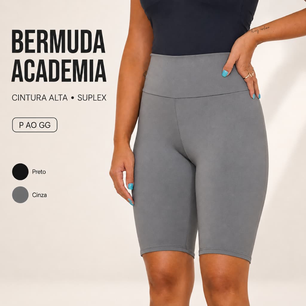 Short Feminino Academia Suplex Cós Alto Confortável