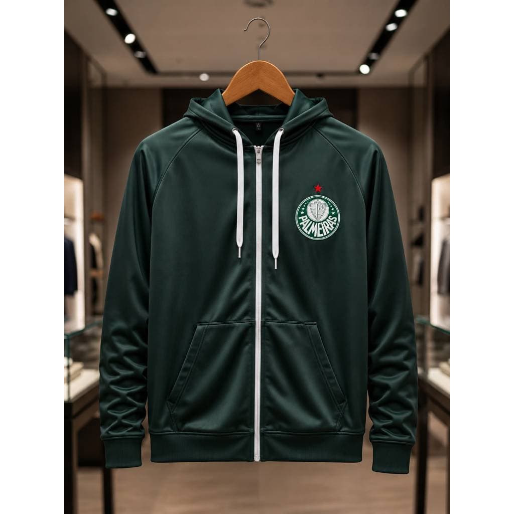 Jaqueta Palmeiras Masculina Corta Vento Torcedor Futebol Agasalho Verdão com capuz