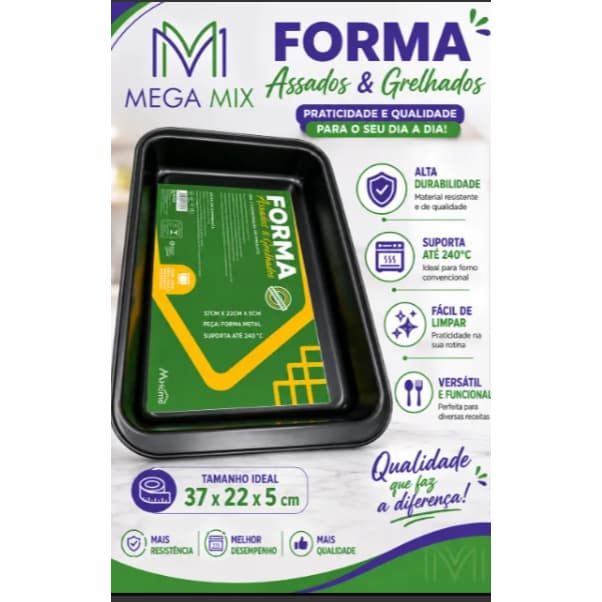 Forma Retangular Antiaderente Mhome 37x25x5