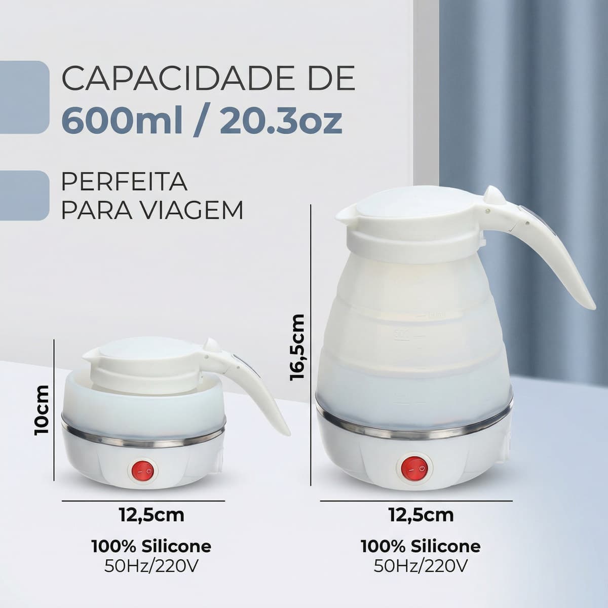 Chaleira de Silicone Dobrável Compacta Reutilizável para Camping Viagem Cozinha Resistente e Prática
