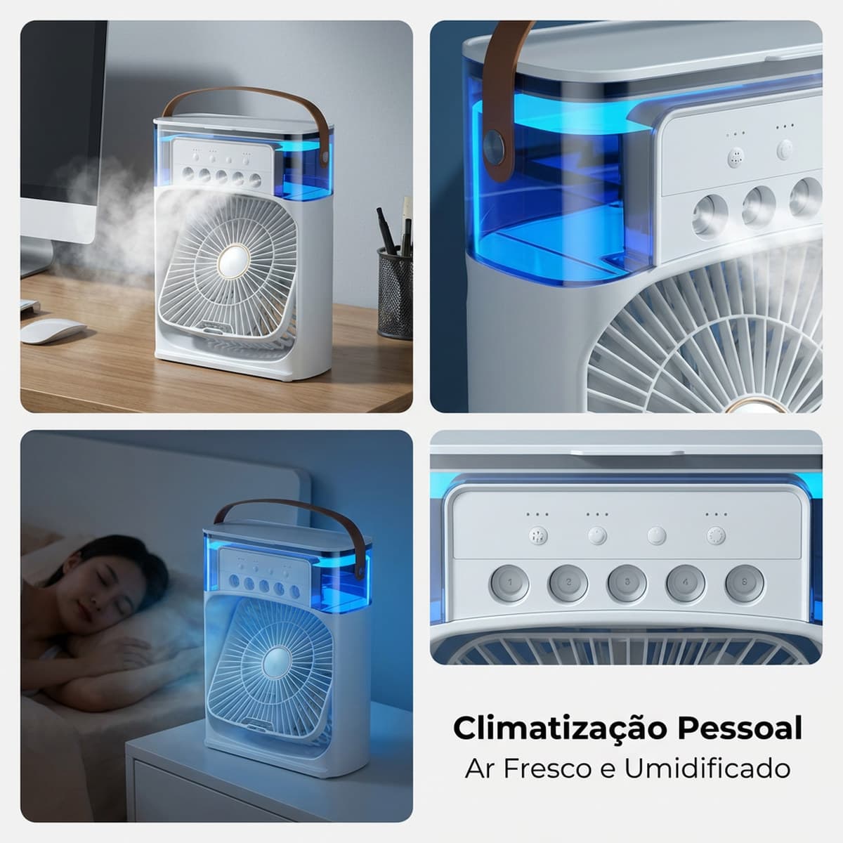 Climatizador Umidificador para Ambientes Compactos Portátil e Eficiente Ideal para o dia a dia com