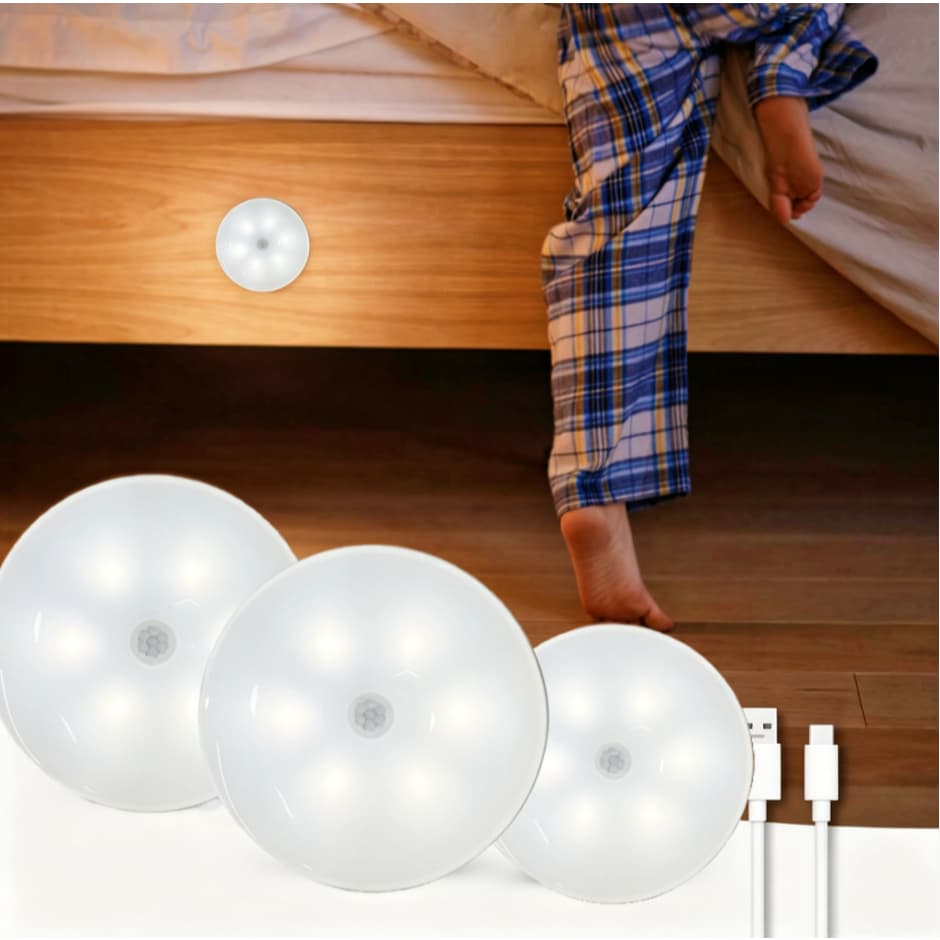 Luminaria Sensor USB LED LUZ Noturna De Presença e Movimento 1/2/3PCS LUZ FRIO/LUZ QUENTE