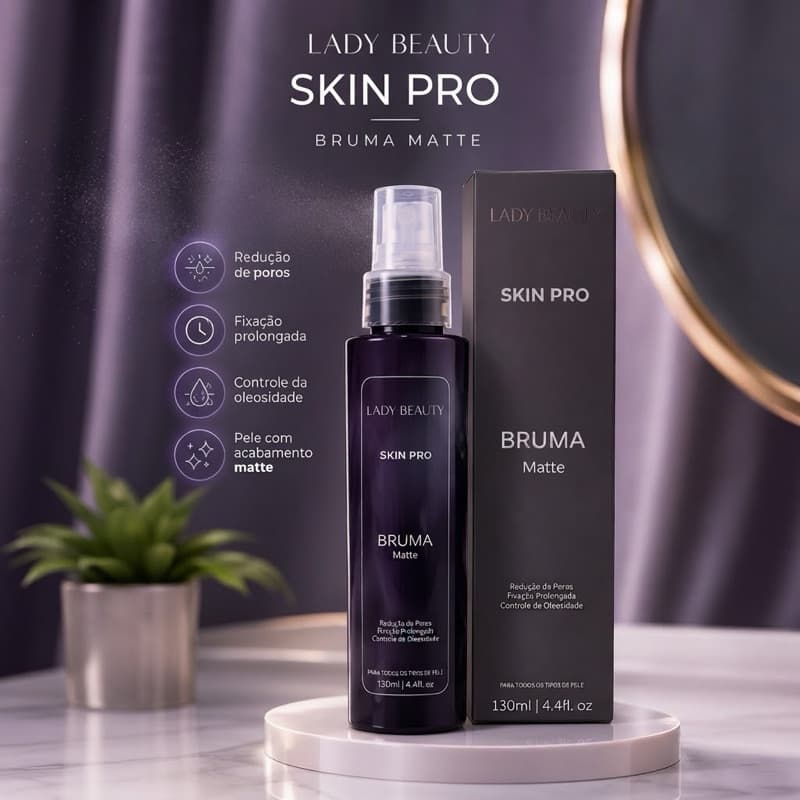 Bruma Facial Fixadora Matte Lady Beauty - Controle de Oleosidade e Acabamento Matte