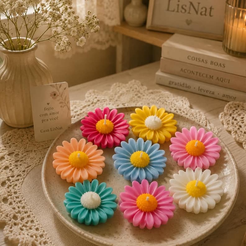 Vela Margarida Vela aromática Vela girassol  lembrancinha personalizada flor