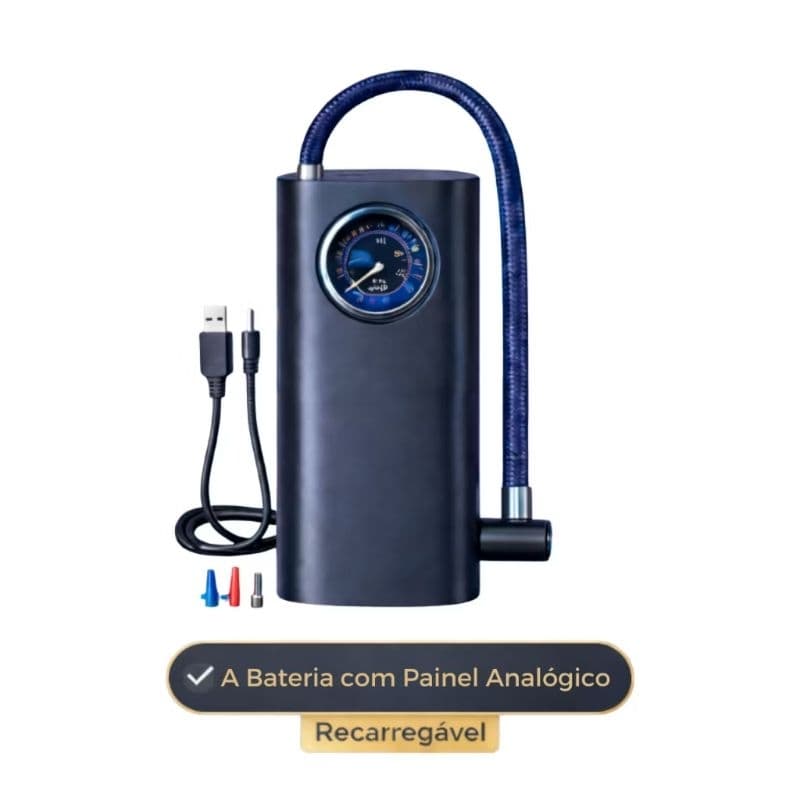 Mini Compressor de Ar Portátil Recarregável analógico USB Calibrador de Pneu Profission para Carro