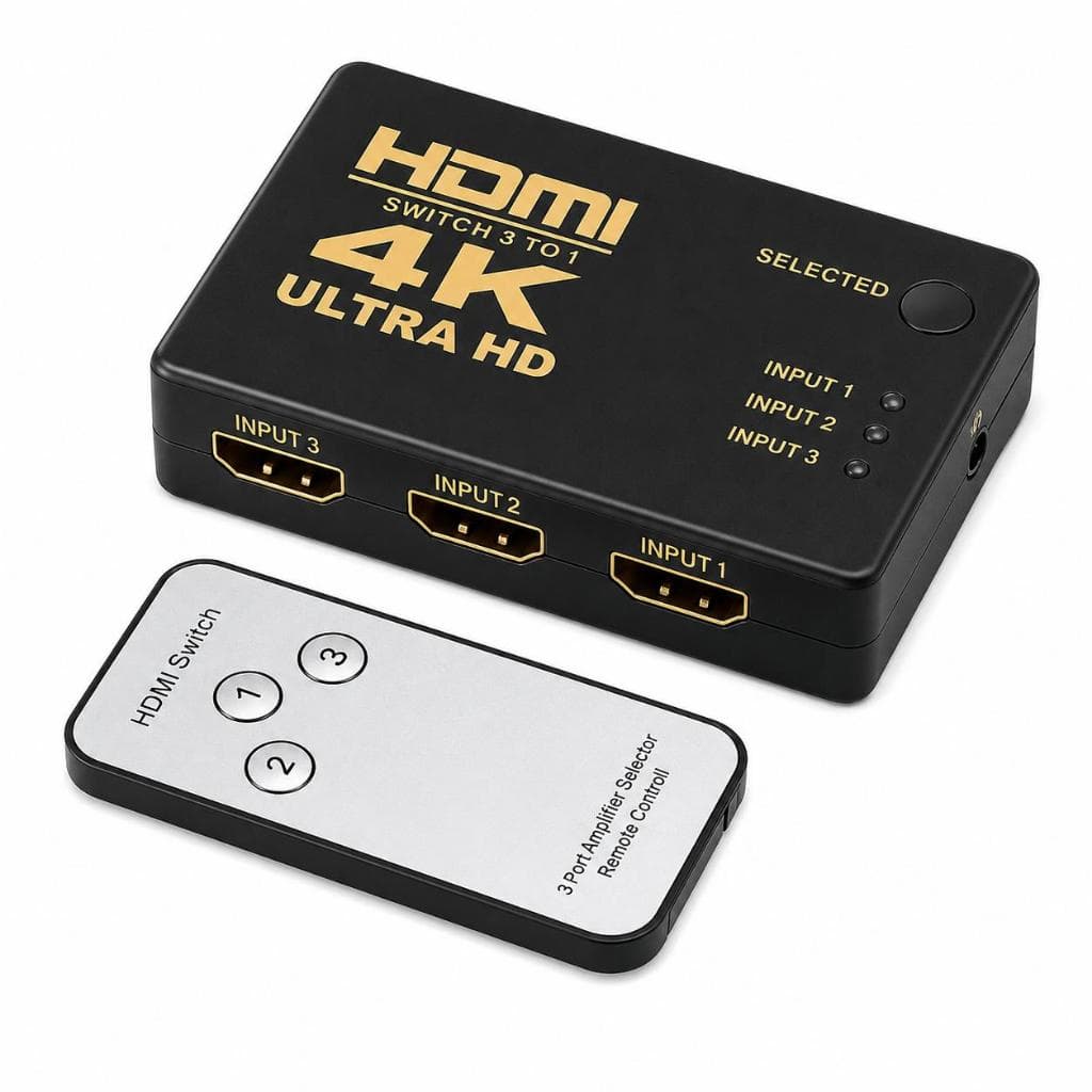 Chaveador Adaptador Switch 3 HDMI 4K UHD com Controle Remoto Divisor Splitter