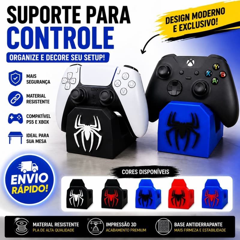 Suporte Decorativo Games Edição Spider PS4 PS5 Xbox Aranha homen
