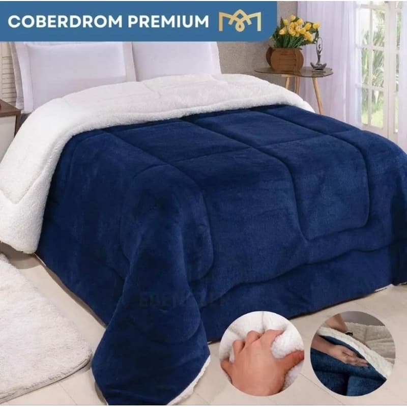Coberdrom Casal Queen Size Sherpa Lã Carneiro Dupla Face Toque Aveludado Super Quente Macio Luxo Premium