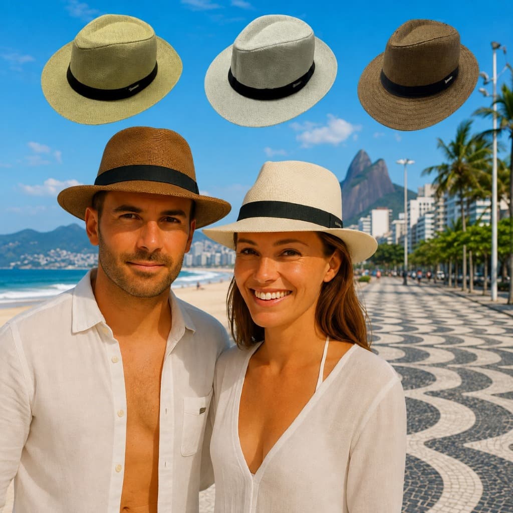 Chapéu Panamá  Aba Média Unissex Verão Praia Passeio Festa Masculino Feminino Adulto Casual 1103