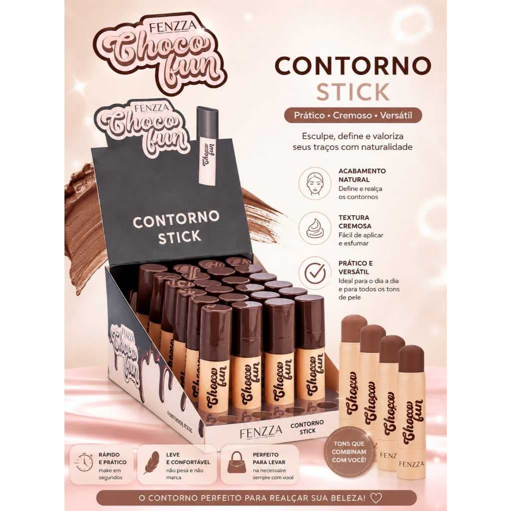 Contorno Choco Fun Fenzza Maquiagem Facial Efeito Natural