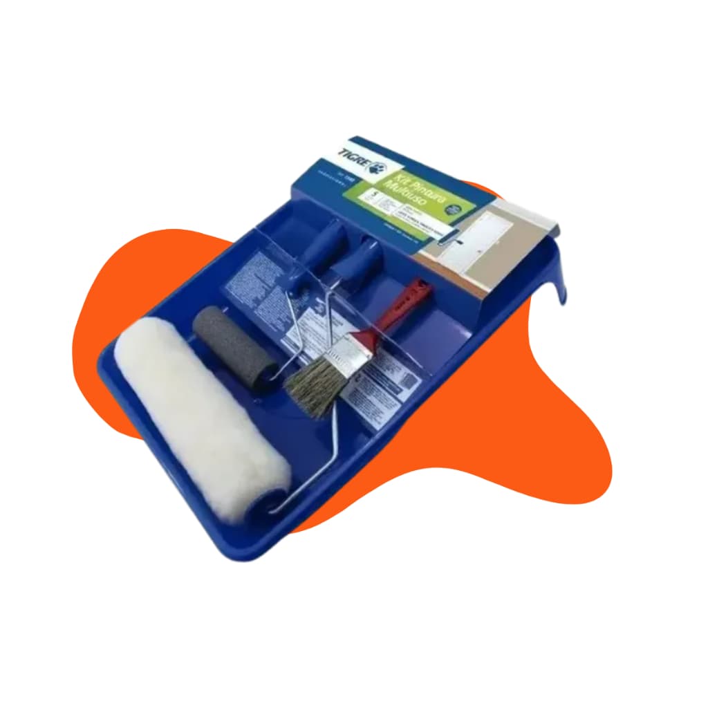 Kit Pintura Tigre Multiuso 5 Pecas Rolo Pincel Bandeja 1540