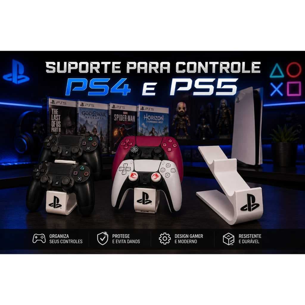Suporte Duplo Controle Playstation -  PS4 PS5 Organizador Gamer
