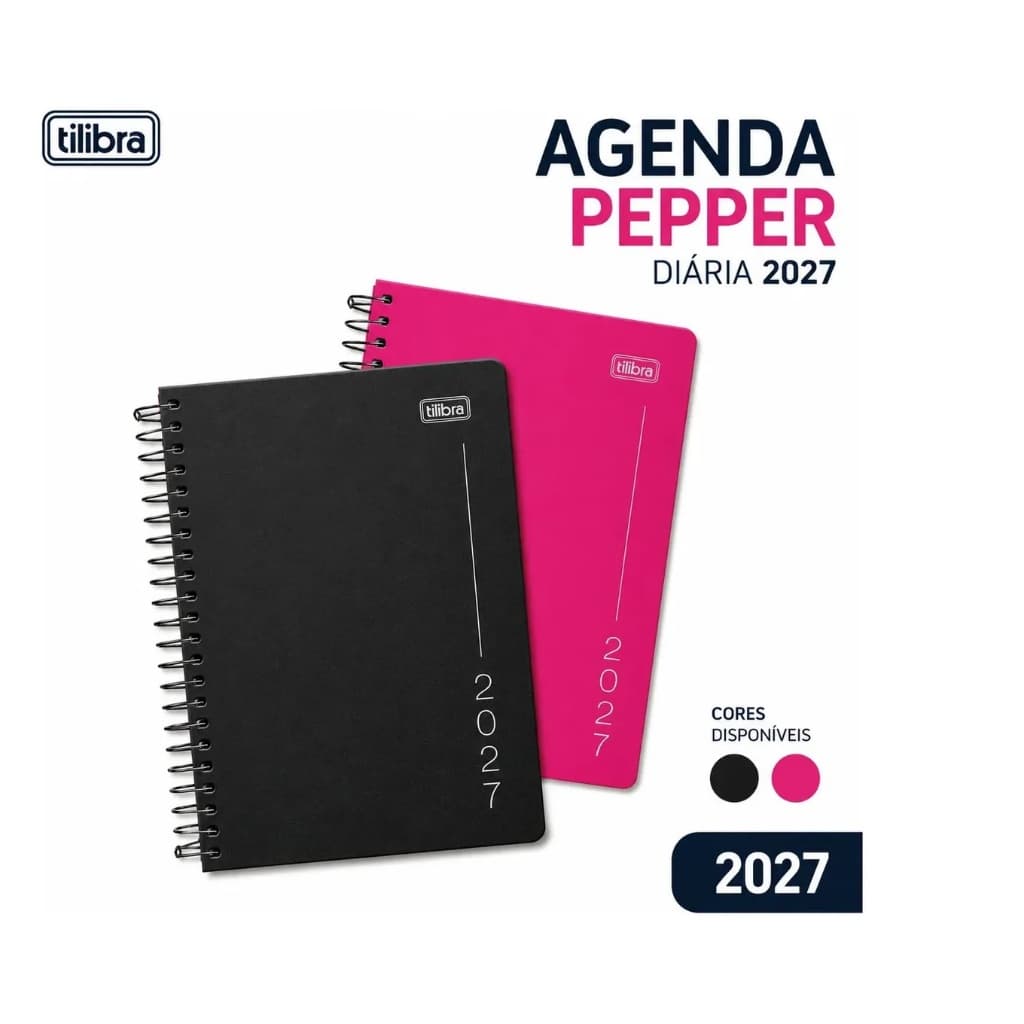 Kit Agenda 2027 Tilibra: Agenda Diária 2027 Preta 11,7x16,4cm + Agenda Diária 2027 Rosa 11,7x16,4cm