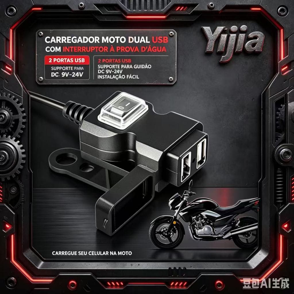 Carregador USB para Moto: Guidão e Retrovisor - Carregamento Rápido!