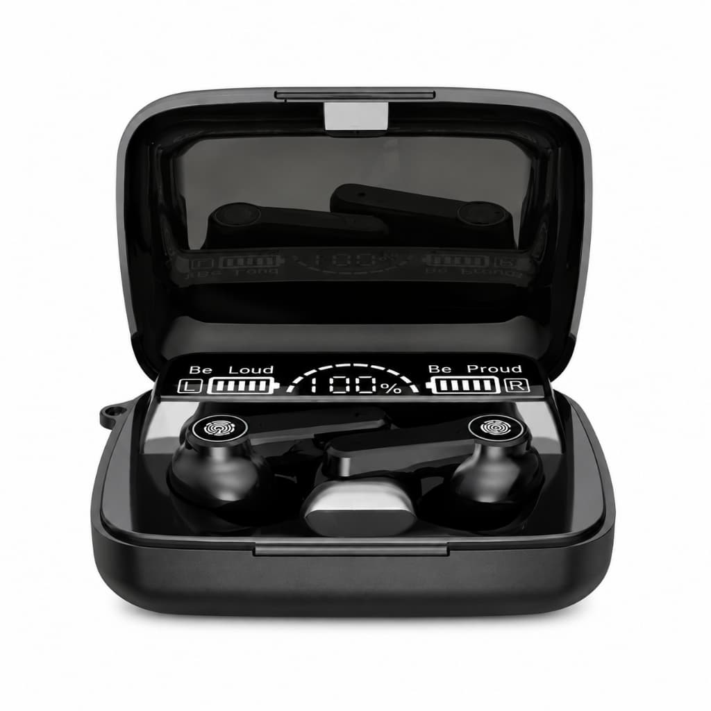 Fone Bluetooth M19 V5.3 TWS In Ear Preto Indicador Digital 5h