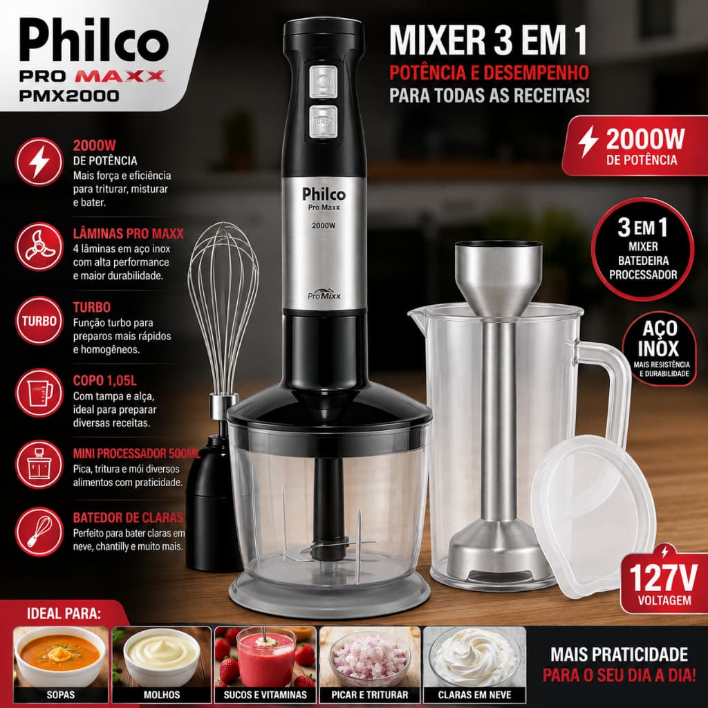 Mixer Philco Pro Maxx Pmx2000 - 127V