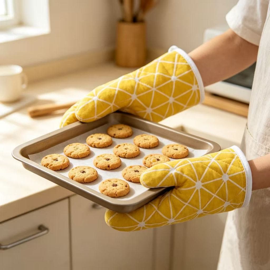 Luva Térmica para Forno e Micro‑ondas, Resistente ao Calor, Protege as Mãos na Confeitaria Doméstica