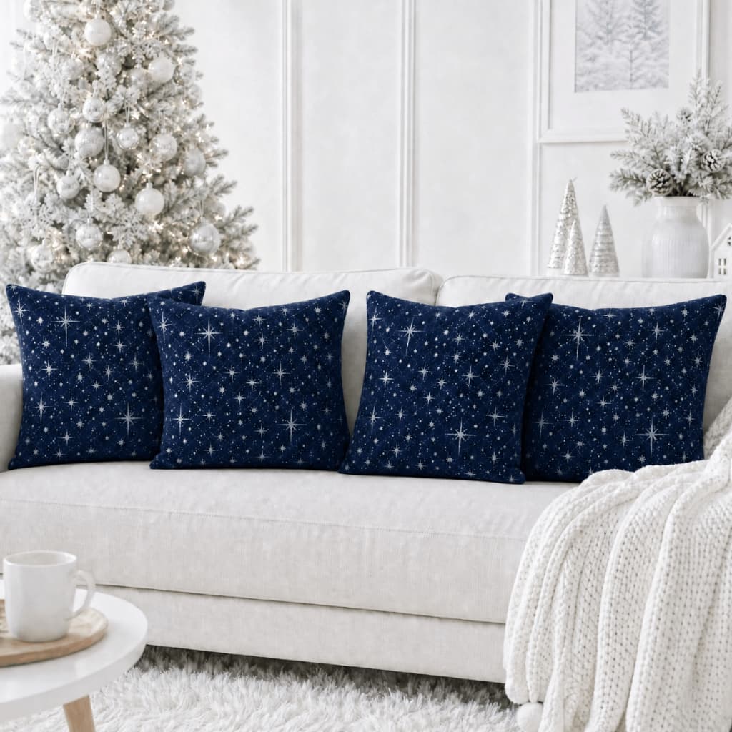 Kit 4 Capas de Almofada Fios Dourados (Capa Almofada Natal, Sofá, Sala, Decoração de Natal)