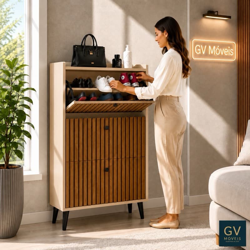 Sapateira Basculante Para Até 18 Pares Calçados - Elegante Moderna Ideal Para Quarto ou Corredor de
