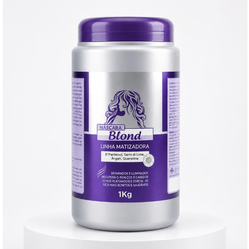Máscara Matizadora Blond CBB 1kg Profissional Desamarelador para Cabelos Loiros, Platinados e Grisalhos