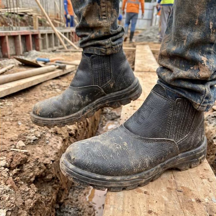 Bota de Segurança em Couro com C.A | Bota Masculina para Trabalho Construção Obra Indústria