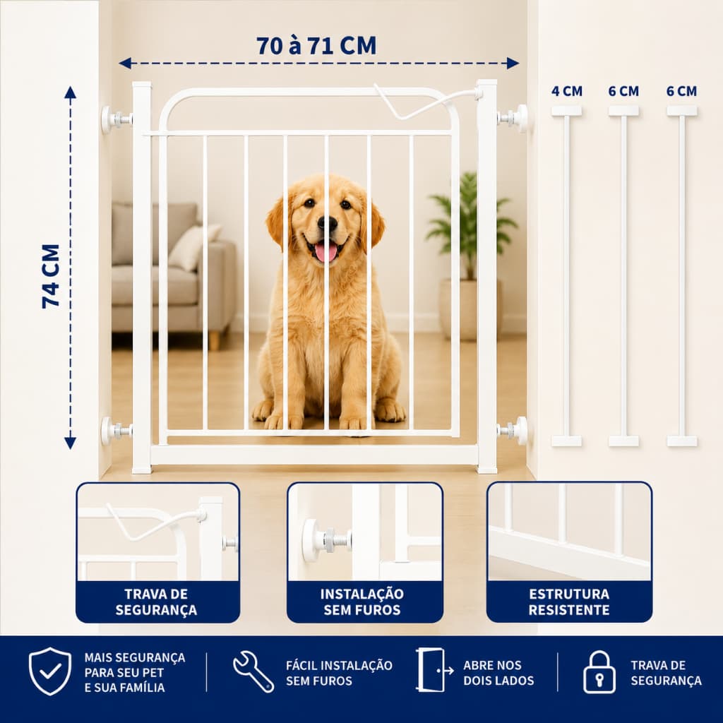 Portão Pet  Grade de Proteção para Cães e Crianças Reforçada Segurança