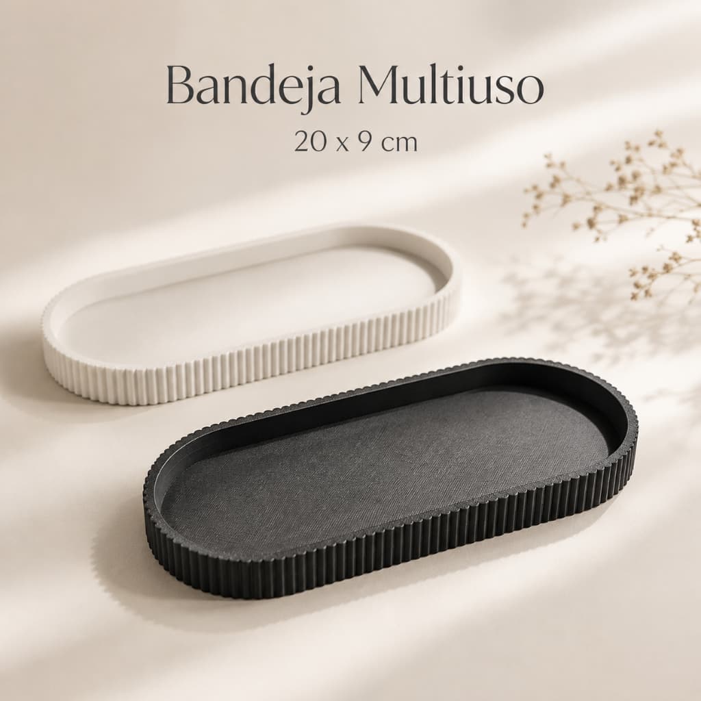 Bandeja Multiuso 20x9 Organizadora Porta Joias Chaves Perfumes Lavabo Escritório Decoração 3D