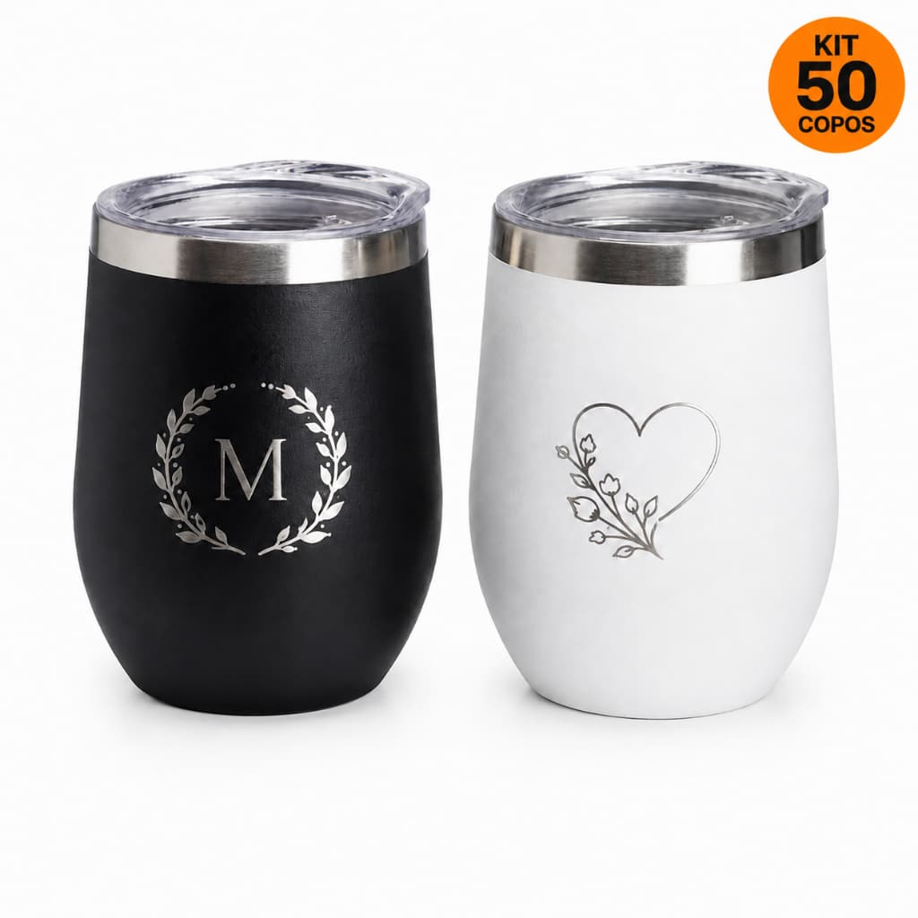 Kit 50 Copos Térmicos Personalizados 360ml | Atacado | Brinde Corporativo