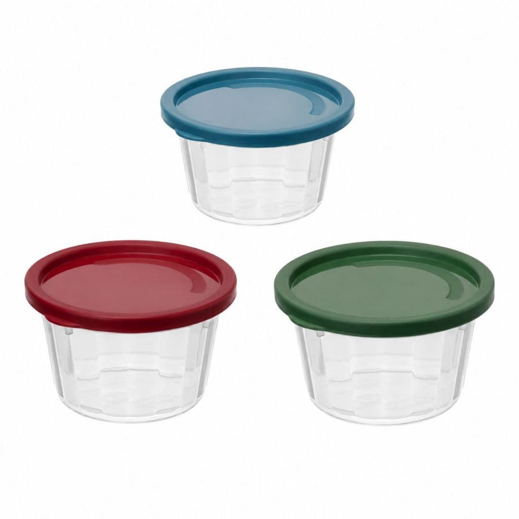 kit com 3 potes em plástico resistente