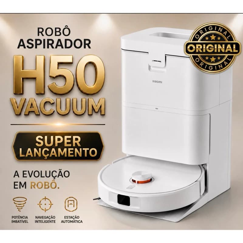 Robô aspirador Vacuum H50 Lavagem automática Estação autolimpante + sucção potente 10.000Pa.