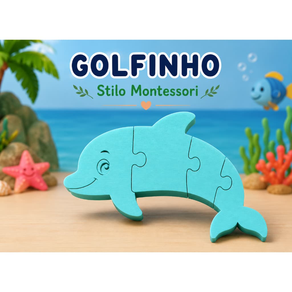 Golfinho Quebra-Cabeça – Estilo Montessori para Crianças