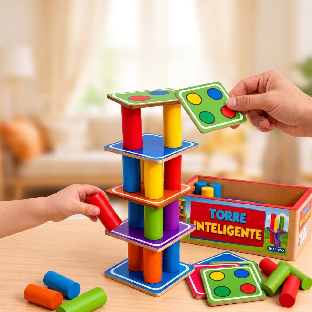 Brinquedo Educativo Torre Inteligente Pedagógica De Encaixe