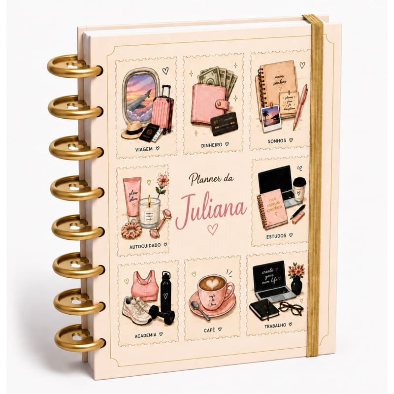 Planner Personalizado com Nome A5 |  para Organização, Metas, Estudos e Planejamento