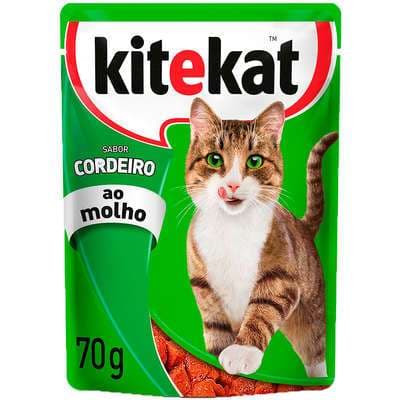 KiteKat Sachê Sabor Cordeiro ao Molho para Gatos Adultos 70g Kit com 8 Sachês