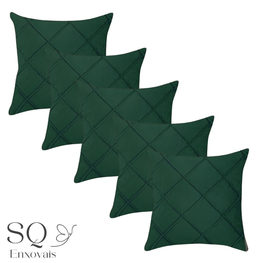 Kit 5 Almofadas Cheias Drapeada X em Suede 42x42cm Decorativas