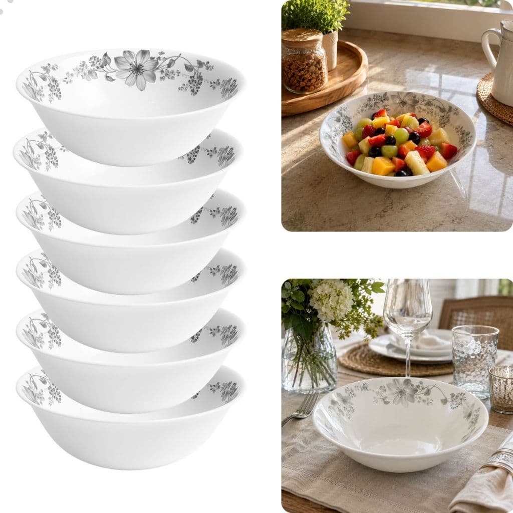 Conjunto 6 Tigelas Vidro Opaline Branca Bowl 750ml Redonda Marinex Cumbuca Pequena Louça Mesa Posta