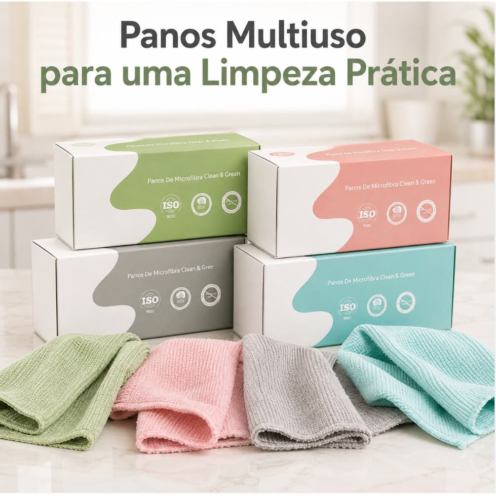 Kit 4 Caixas Panos de Limpeza Descartáveis 20 Folhas por Caixa Microfibra Multiuso