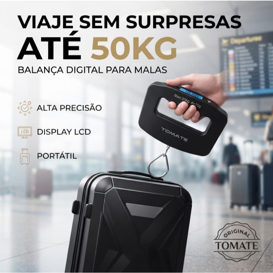 Balança Digital Tomate STC-03 para Malas 50kg Alta Precisão Portátil