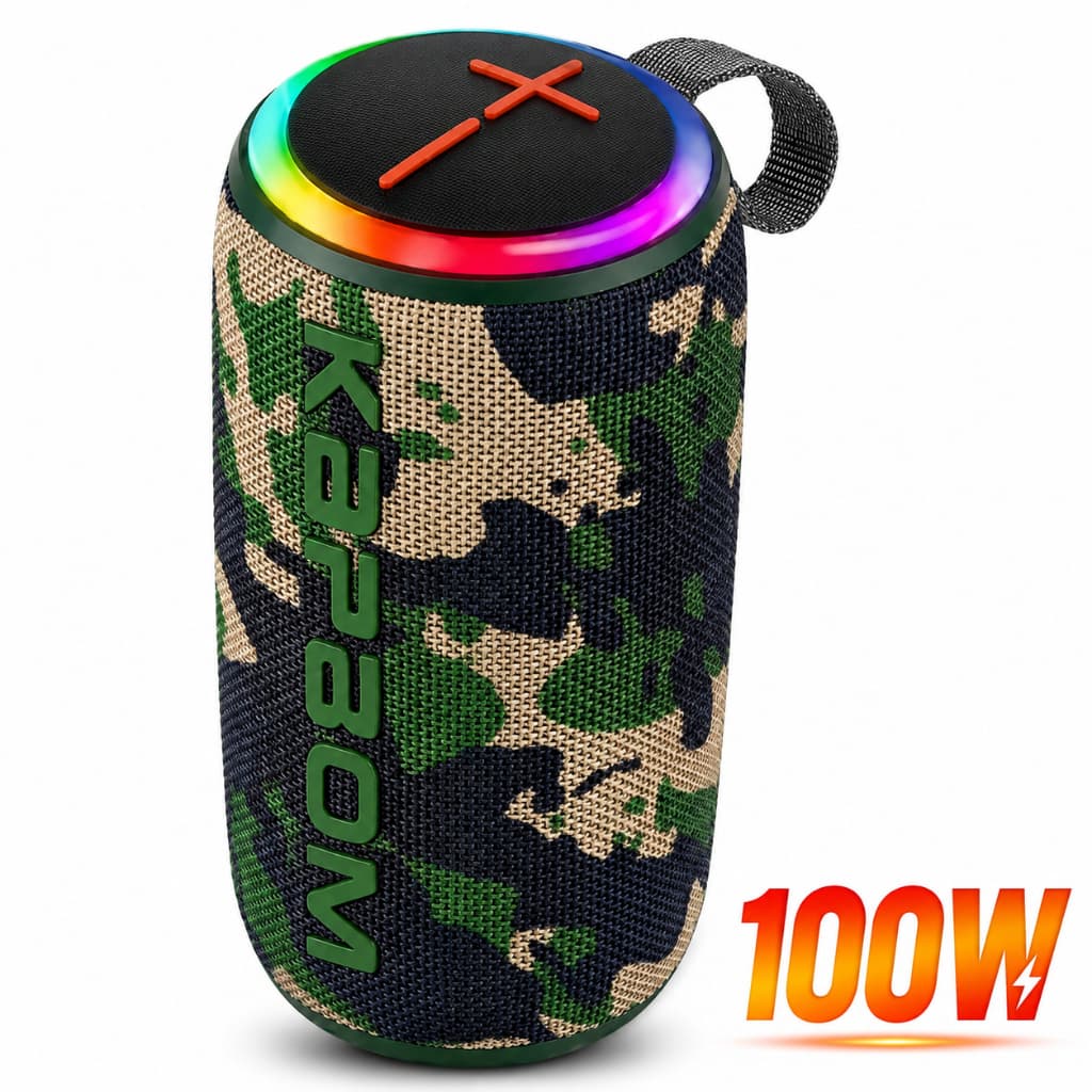 Caixa de Som Bluetooth 100W A Prova D'Água Ipx6 Rgb Tws Kapbom Original