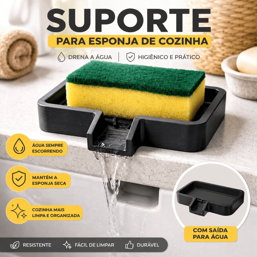 Porta Esponja de Pia de Cozinha Suporte para Pia Organizador Porta Bucha