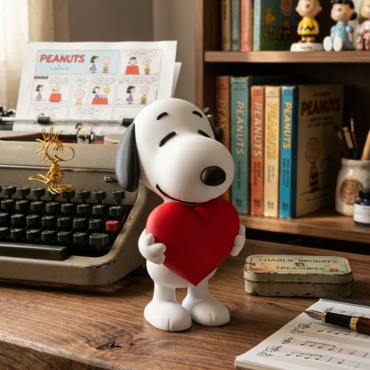 Boneco Snoopy com Coração (20cm) – Edição Especial Colecionável e Decorativa
