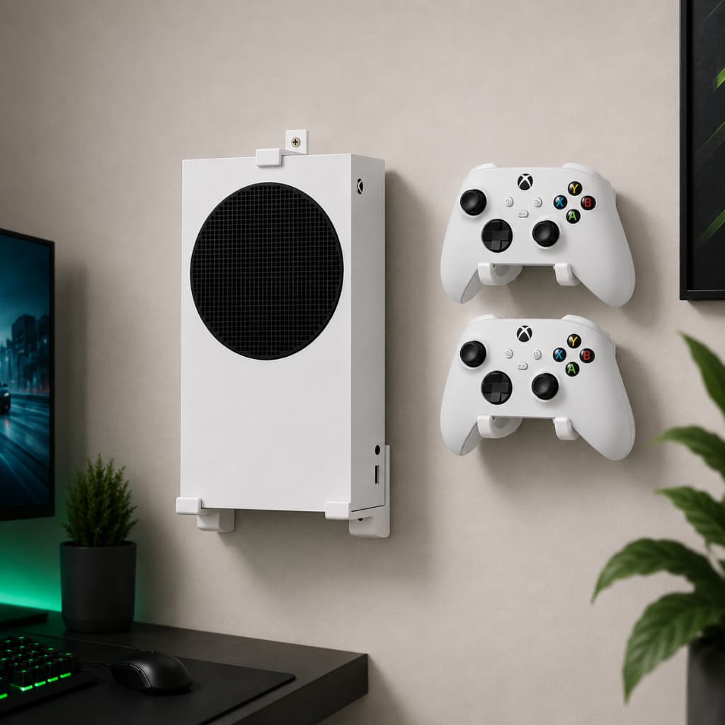 Kit Suporte 2 Controles E Console De Parede P/ Xbox Serie S