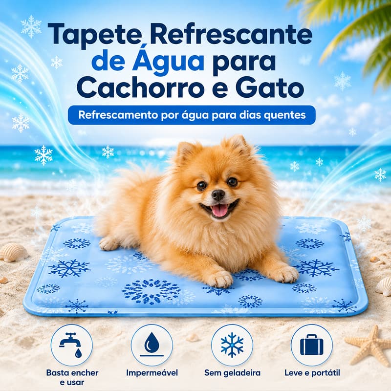 Tapete Pet Gelado de Água Médio 50x60cm Refrescante Fácil de Limpar Antiderrapante Cães e Gatos