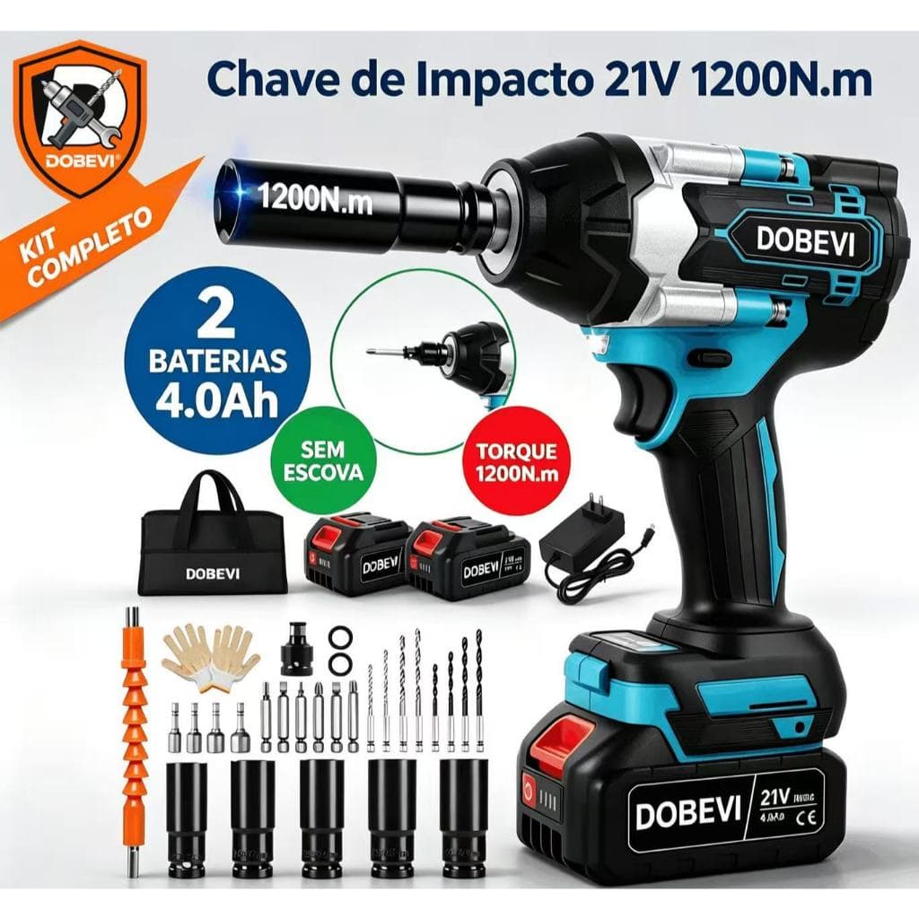 Chave De Impacto 1200n.m Brushless C/Sem Fio Dobevi