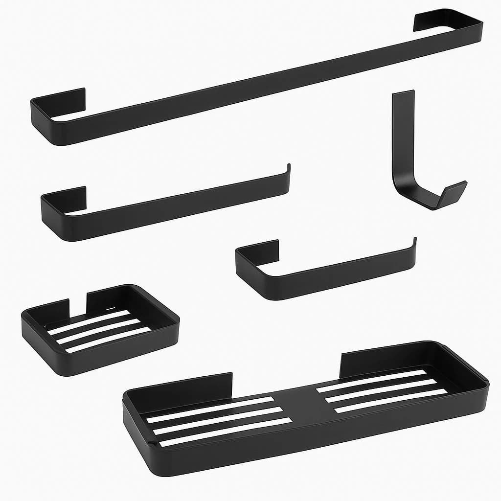 Kit Conjunto Banheiro 6 Peças Industrial  Acessórios Metal Completo