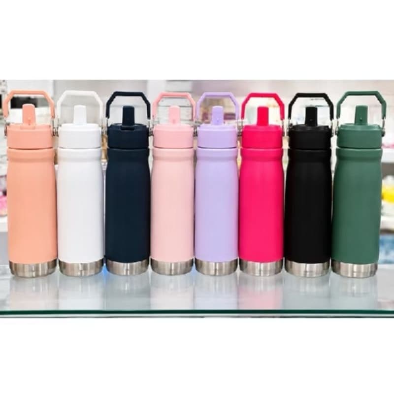 Garrafa Flip Straw 650ml — Com Bico e Alça Ideal Para Academia