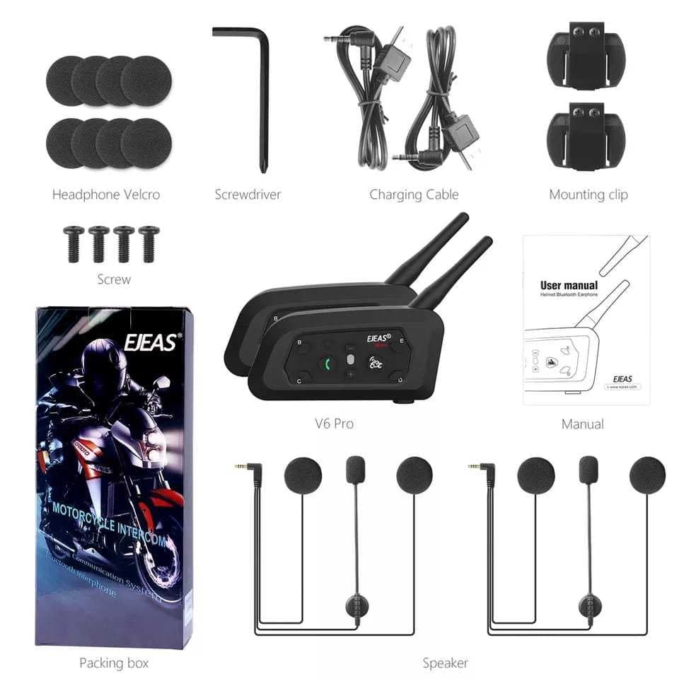 Intercomunicador Capacete De Moto À Prova D'água Ejeas V6 Pro+ Original