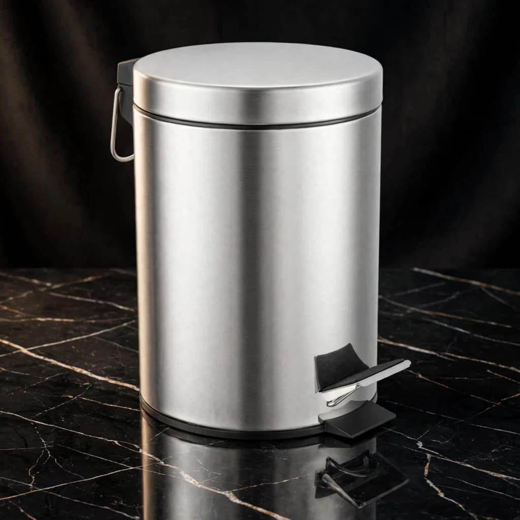 Lixeira Inox Compacta Resistente Design Elegante Multiuso 3 Litros Base Antiderrapante 24cm