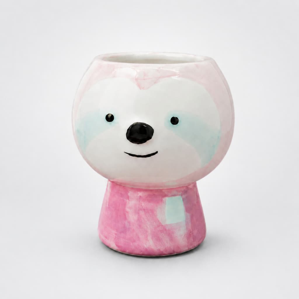 Cachepot Bicho Preguiça de Porcelana 12cm Vaso Decorativo para Flores e Suculentas
